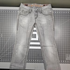 Rock Revival Jeans Womens 29x30 Celine Straight Gray Distressed Low Stretch